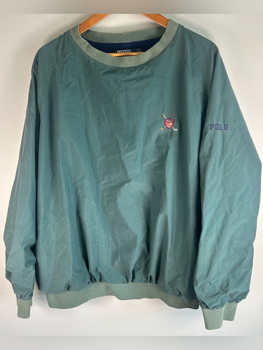 Vintage Polo Golf Ralph Lauren Men’s Windbreaker Jacket Size L Green Crew Neck